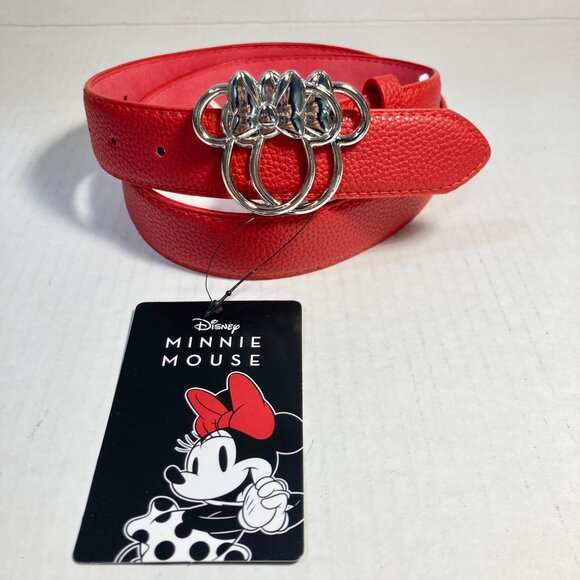 Disney Minnie Mouse Vegan Faux Leather Red Belt Womens Size Medium 30-36" - Picture 3 of 14
